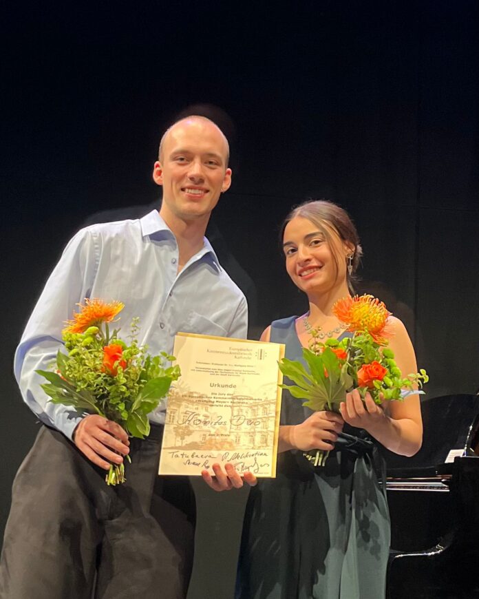 The Komitas Duo with their award (Photo courtesy of Komitas Duo)